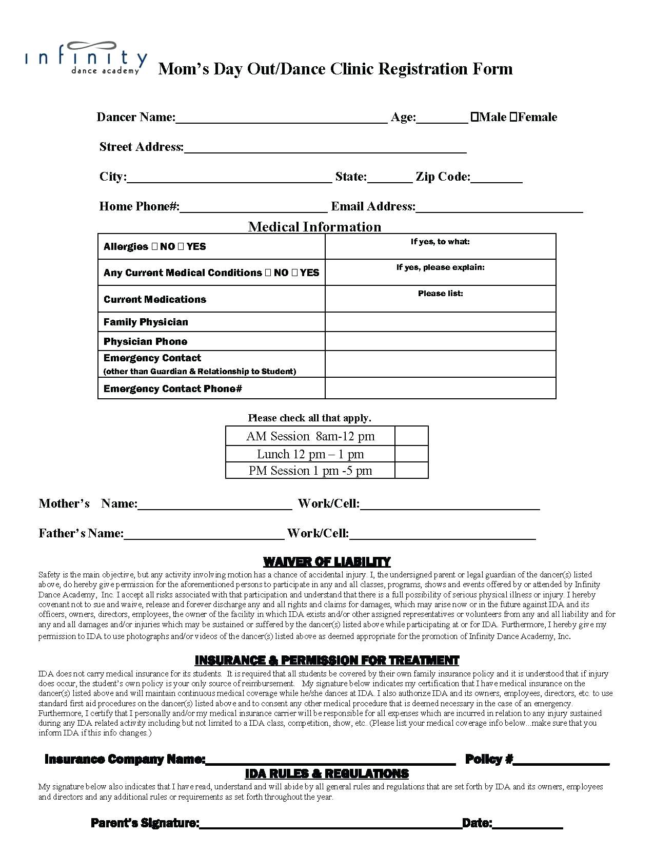 example of hospital admission form